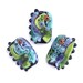Summer Blooms - Handmade Lampwork Glass Bead Set in Black, Purple, Aqua, Lime and Orange (3) OOAK