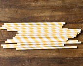 50 striped paper straws (yellow and white) with FREE striped pennant straw toppers