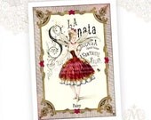 Christmas Card, The Sugar Plum Fairy, Ballerina, Nutcracker, Vintage, Original Artwork - mulberrymuse