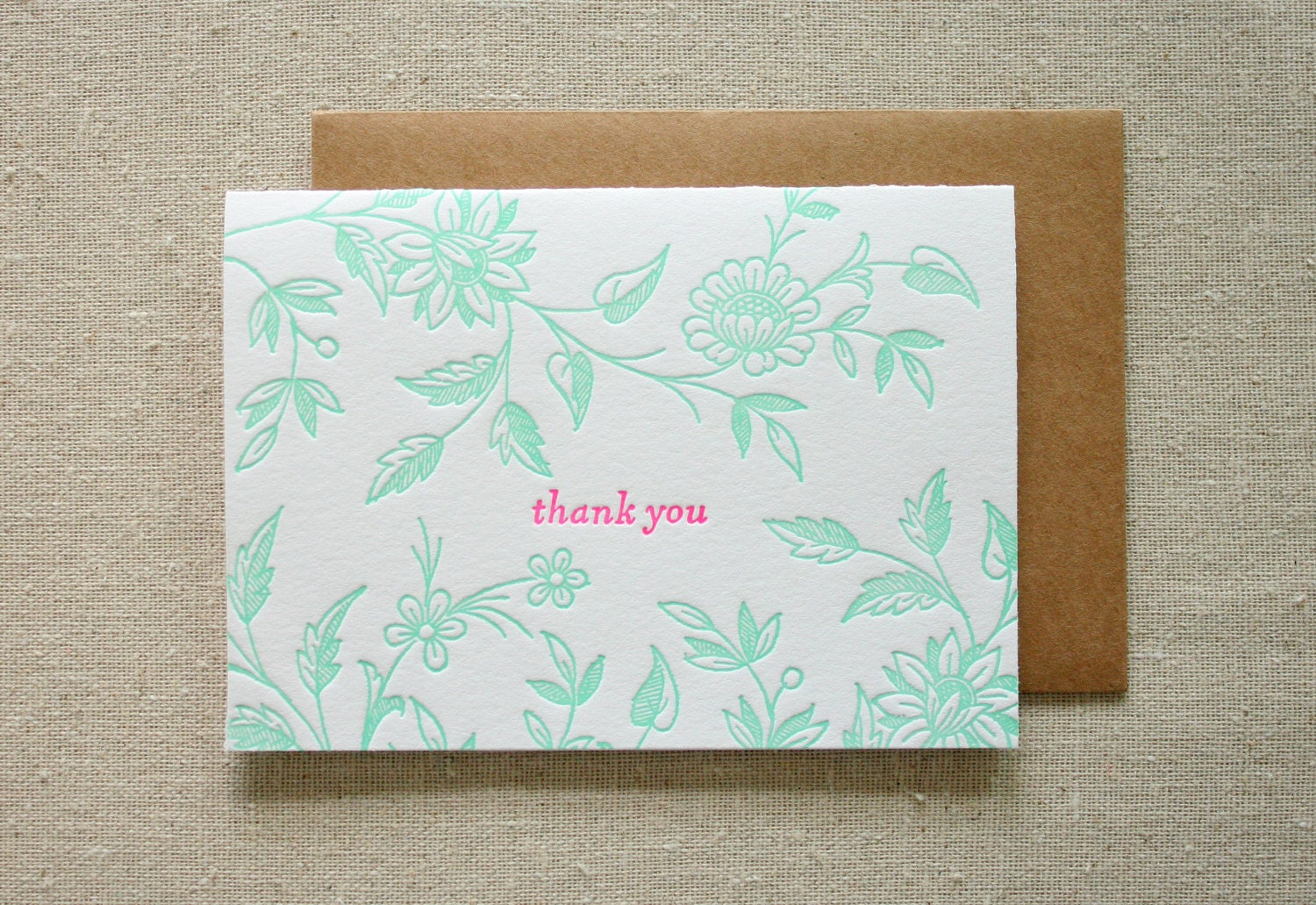 Floral Thank You Letterpress Card