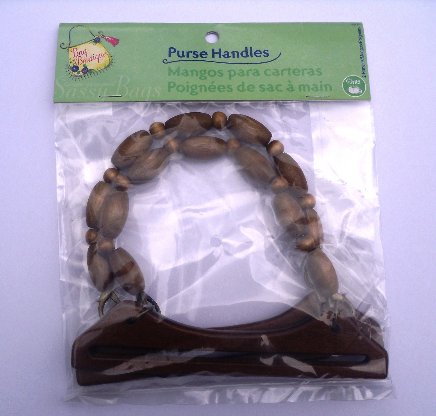 CLEARANCE -- Purse Hande Set - Natural Wooden Beads
