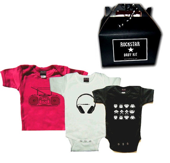 Punk Rock Baby 80's Girl Box Set  you choose images romper one piece t-shirt layette pink