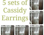 5 Sets of Cassidy Pearl Bridal Earrings, Five Sets of Bridesmaids Pearl Earrings, Wedding Earrings, Bridal Earrings, Bridal Gifts
