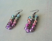 Metallic Rainbow and Gun Metal Cluster Earrings