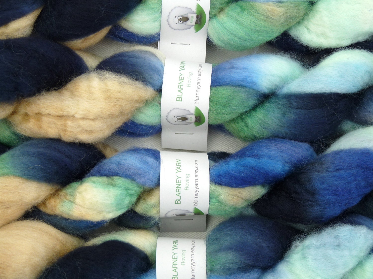 Handpainted Roving - 2 oz. Bluefaced Leicester Wool in Galapagos by Blarney Yarn
