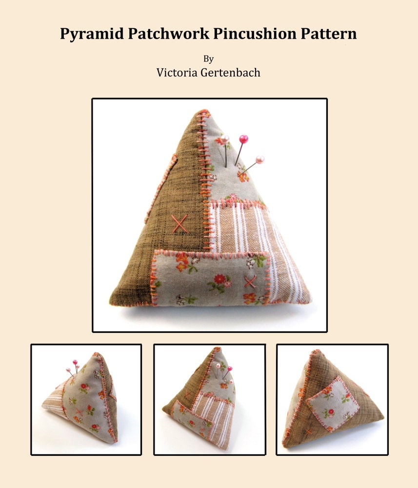 Pincushion Pattern / Digital PDF Sewing Pattern / Patchwork Pattern / Triangular Pyramid Tetrahedron Pincushion Pattern