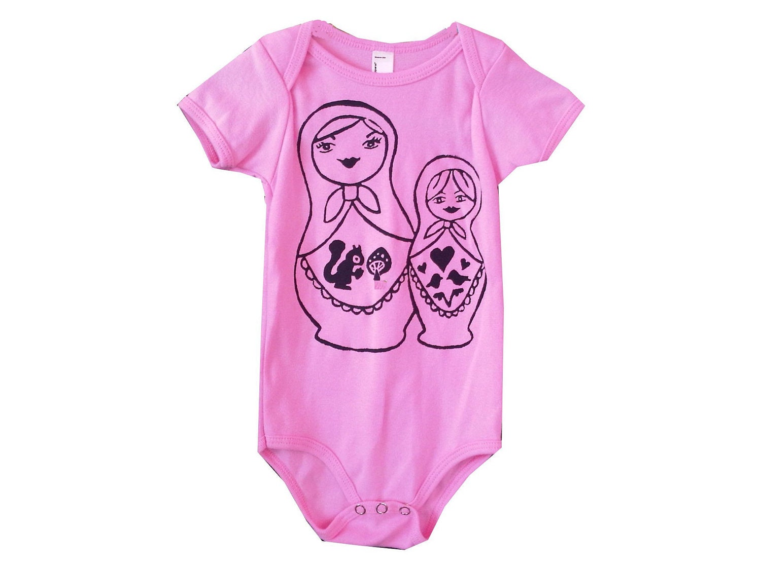 SAMPLE SALE Children Clothing Matryoshka Russian Nesting Doll Pink Onesie