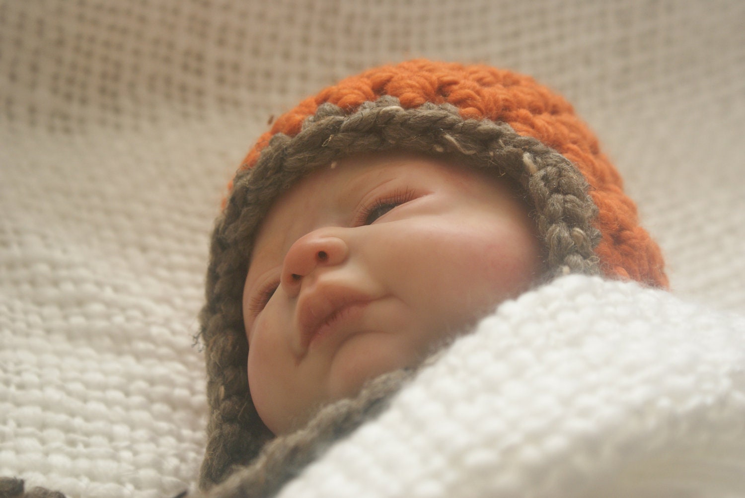 Newborn Boy Photo Props, Baby Boy Hats, Crochet Baby Hats, Earflap Baby Hats, Orange Baby Hat