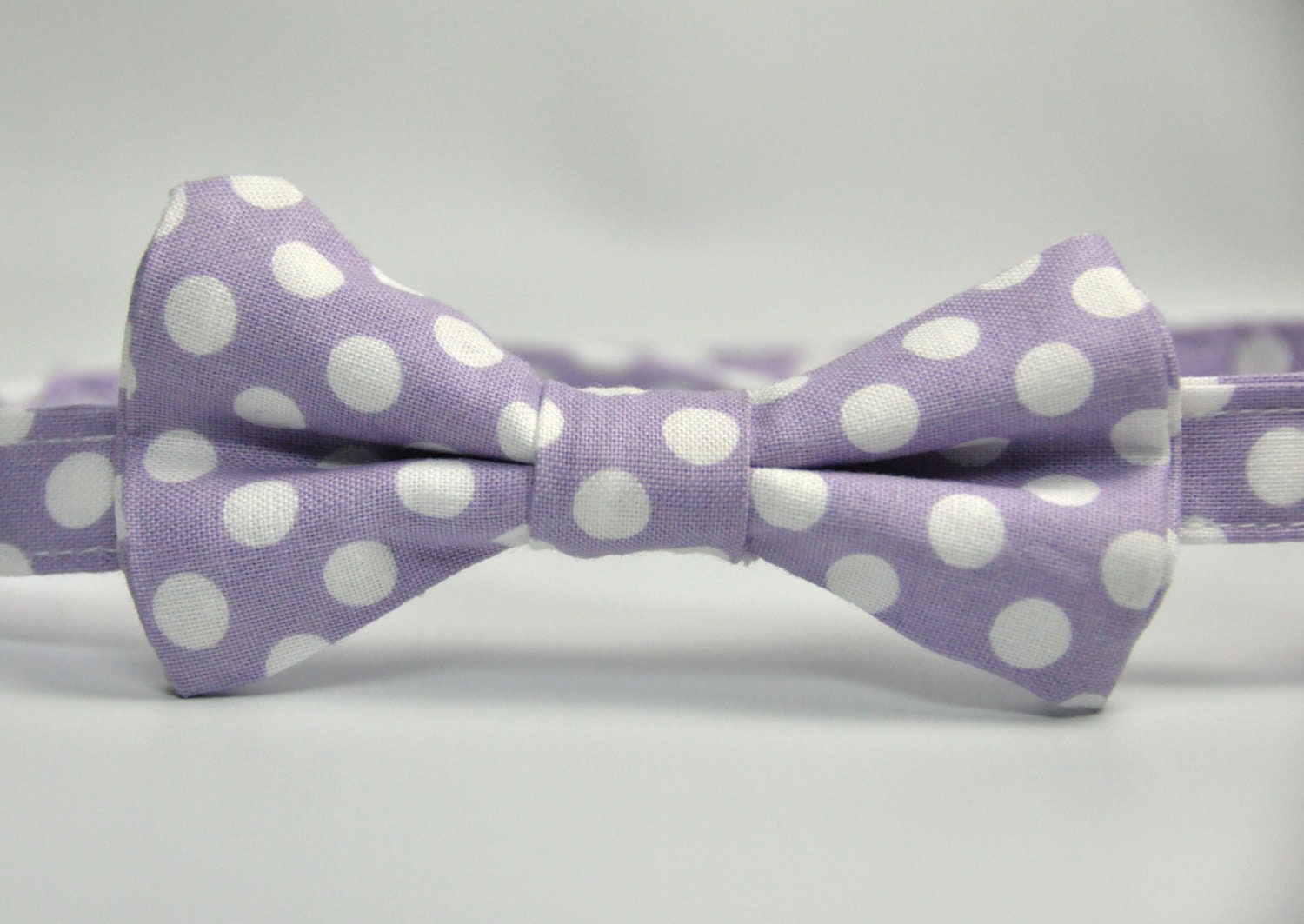 Boy's Bowtie - Lavender and White Polka Dot Bow Tie