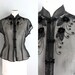 1940s 50s SILK sheer Japanese cherry blossom embroidered blouse -ML