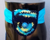 Hip Pouch - Silk Tapestry Fiber Art - Aqua Blossom