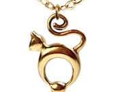 Brass Cat Lover Pendant - Cat Jewelry - Donation to Humaine Society- Chain - Ring - Solid Brass - Original Design - Rickson Jewellery