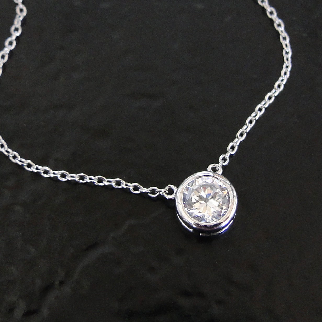 1 Carat Diamond CZ Solitaire Necklace - Sterling Silver, As Seen On Kelly Ripa - Cubic Zirconia