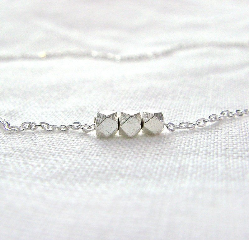 Silver Beads Necklace   Sterling Silver Fine Silver Everyday Necklace - ZhivanaDesigns