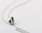 everything happens for a reason - 20" sterling silver fortune cookie lariat with fortune message in front