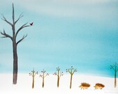 December - digital print of original watercolor