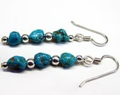 Turquoise Nugget and Silver Filled Earrings