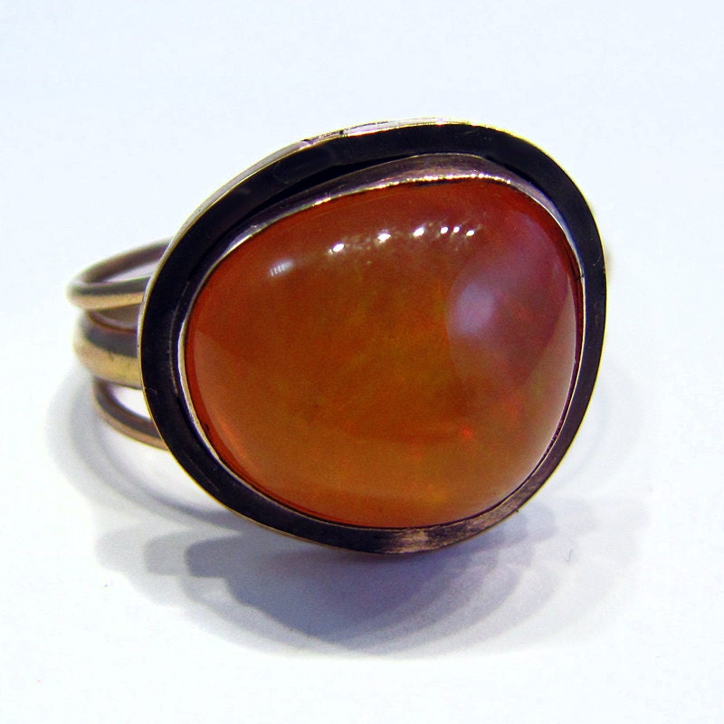Mexican Honey Opal and 14K Gold Filled Ring
