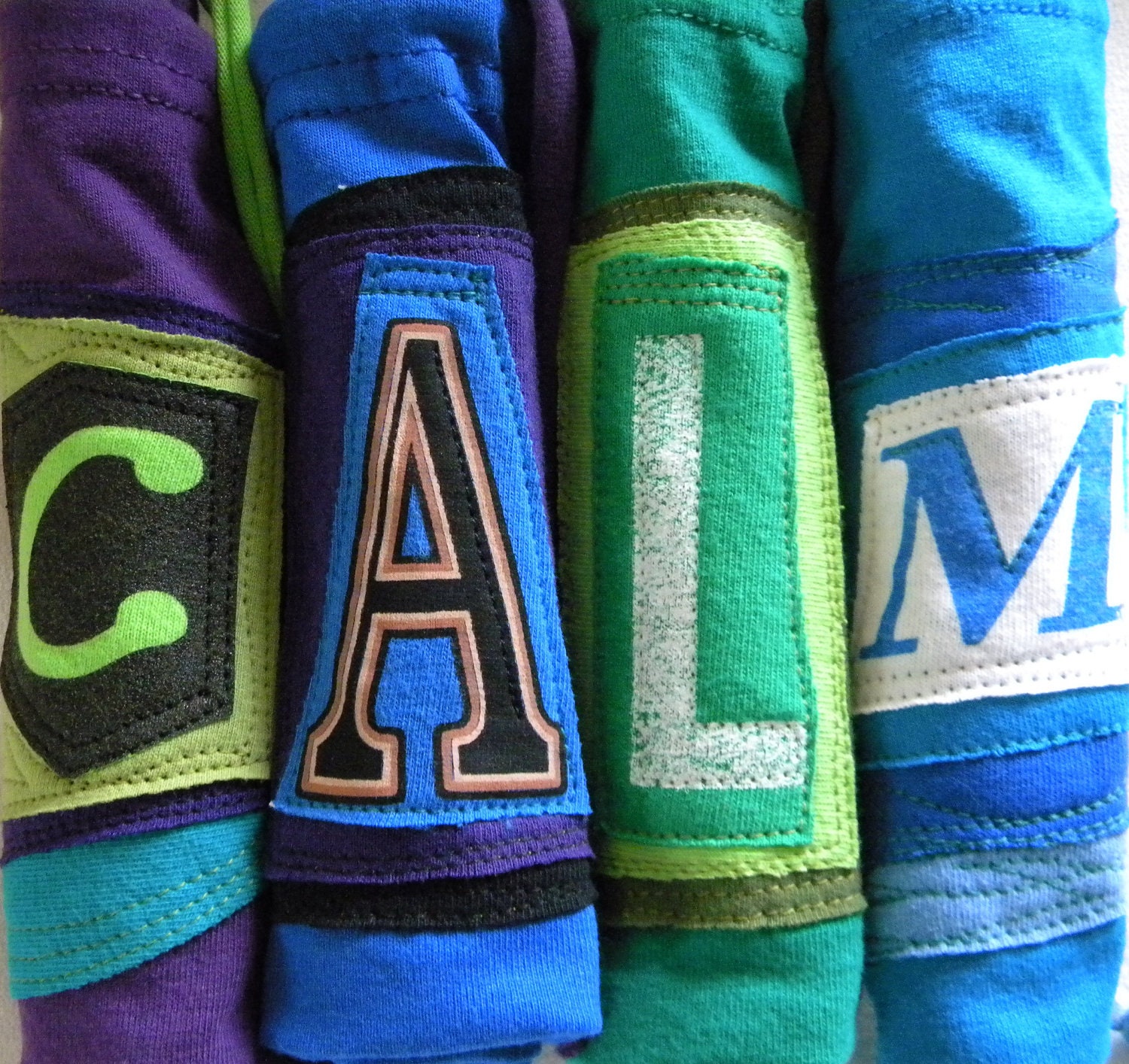 Larger Initial Pouch ONE Letter upcycled repurposed t shirt sleeve Custom Choose COLORS