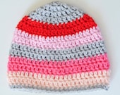 Todler Crochet Pink Stripe Hat