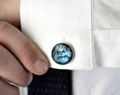 Turquoise Tree Lovin Cufflinks - Silver Cuff Links - Great for Weddings, Groomsmen, Father of the Bride, Dad, Best Man, Dudes