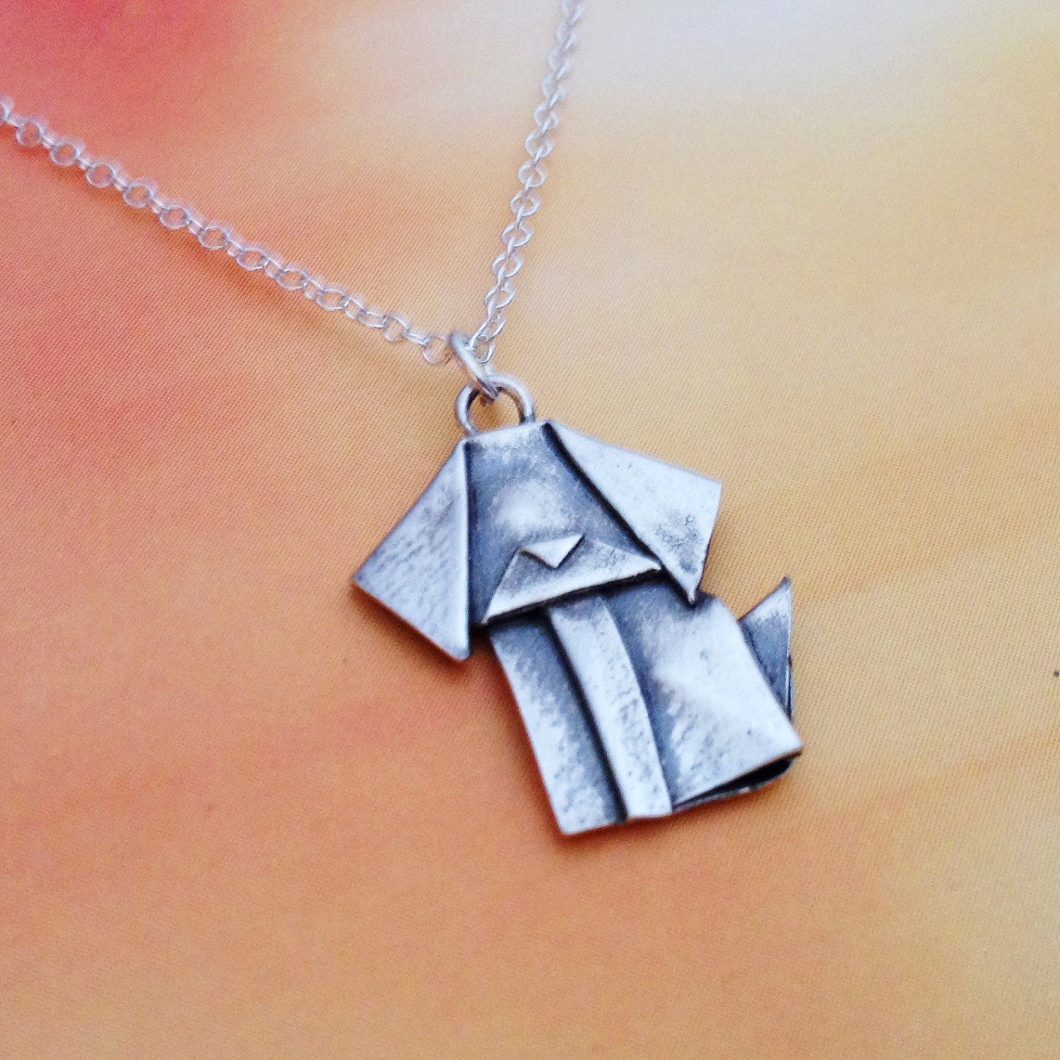 Silver Origami Dog Mini Pendant