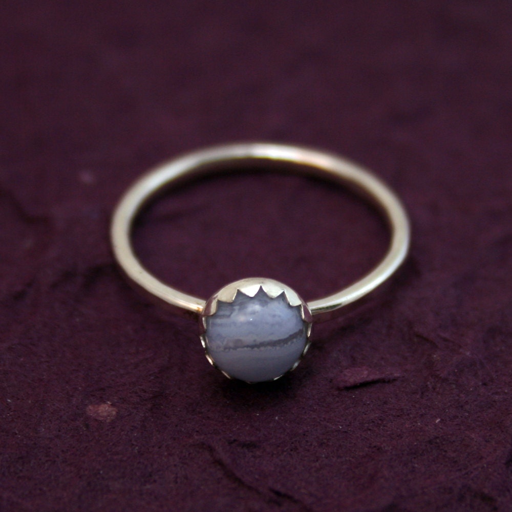 Blue Lace Agate  - Sterling silver ring - ready to ship in size 5