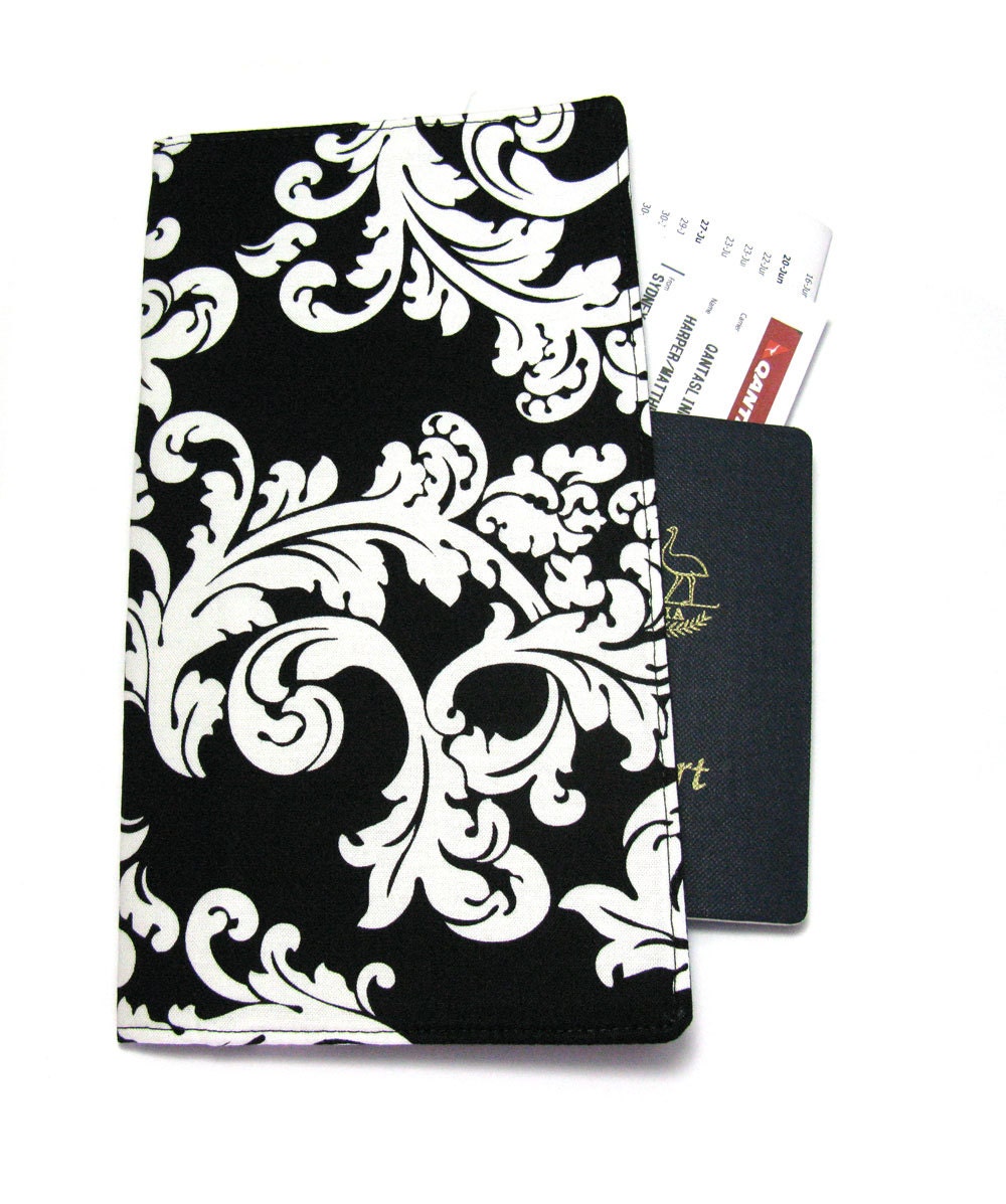 Black and White Swirl Travel Wallet