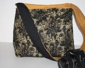 Womens Digital Slr CAMERA Bag Purse  Hobo Market Antique Black Foam Padding
