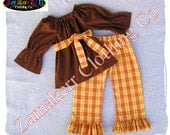 Girl Fall Peasant Top Pant Outfit Set - Baby Newborn Toddler Infant Plaid Fall Clothing 3 6 9 12 18 24 month size 2T 2 3T 3 4T 4 5T 5 6 7 8