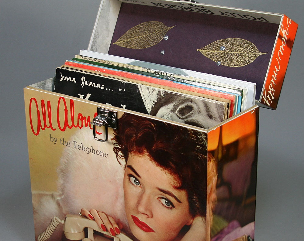 Handmade 10-inch LP or 78 Record Case Box - Females on the Phone