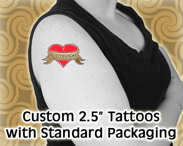 18 Custom Temporary Tattoos 2.5 Inch - Standard Packaging