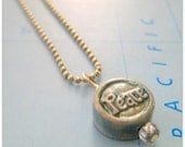 Yoga Necklace with Sky Blue Peace Pendant on Silver Ball Chain