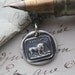 Patience wax seal charm necklace Aesop fable "The Lion And The Mouse" Italian wax seal pendant in fine silver