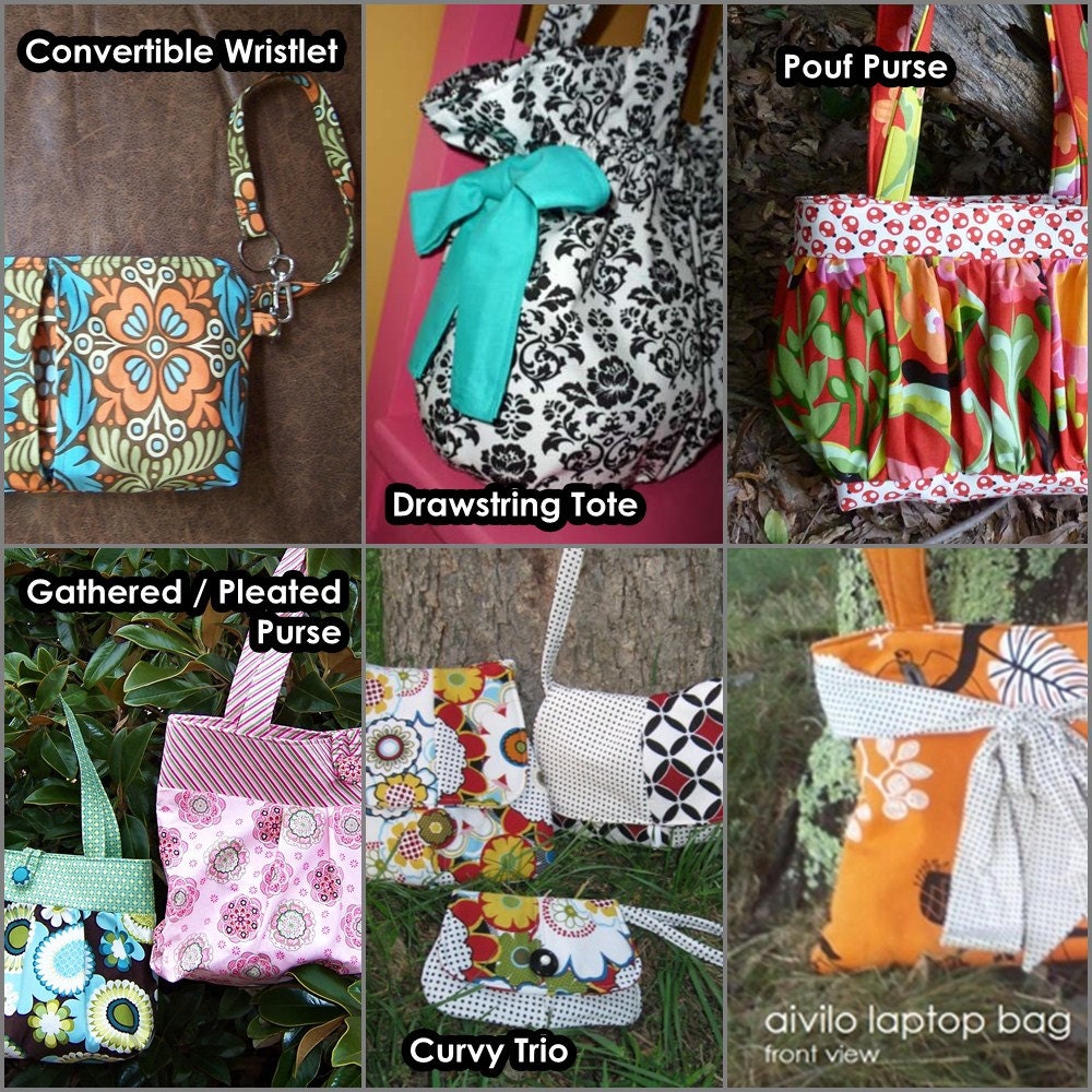 Sewing Patterns pdf - you choose ANY 5 Aivilo Charlotte patterns for Only 20 - sew your own bag skirt or dress