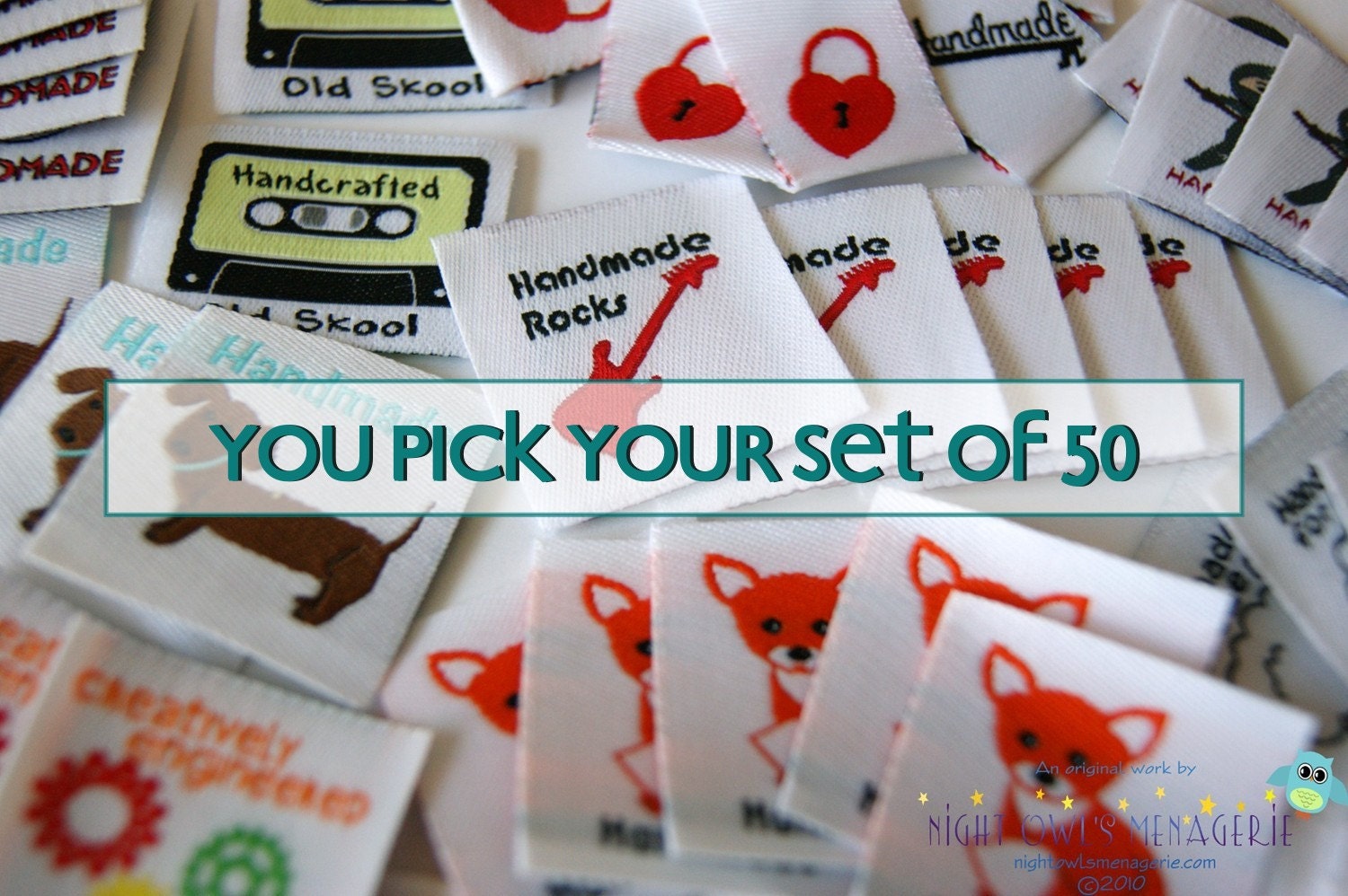 You Pick Your Set of 50 Mixed Woven and Satin Sew on Labels