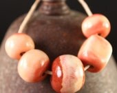 Handmade stoneware ceramic beads Peaches & Cream (5)