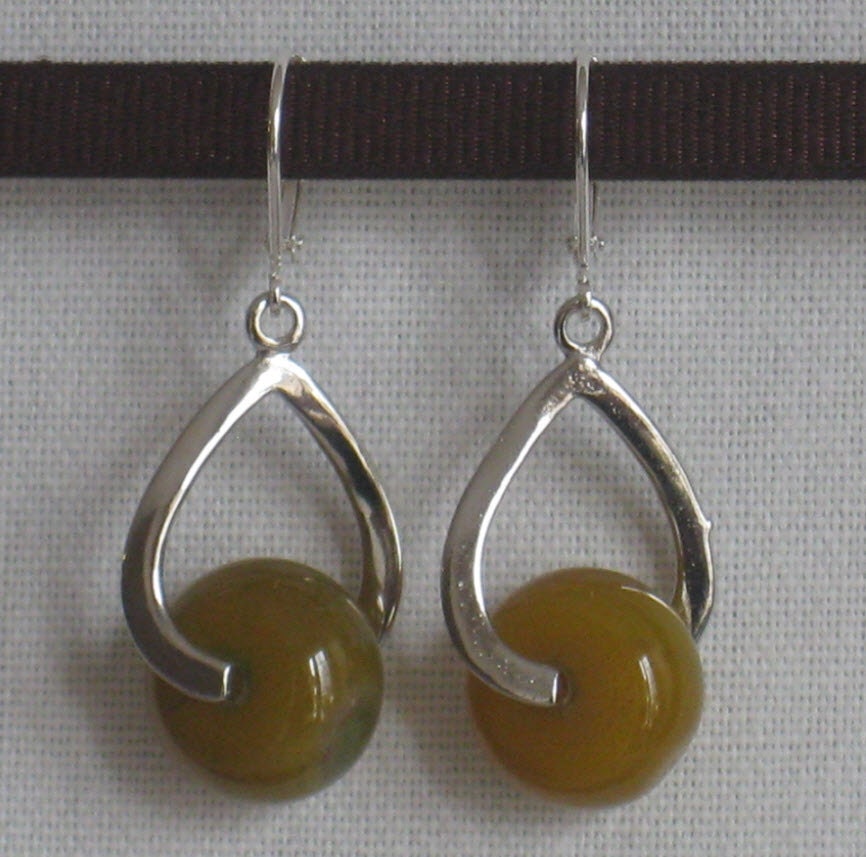 Mango glass bead earrings with silver accents