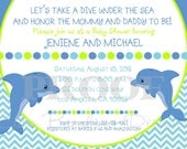 Printable Invitation - Dolphin - I Design - You Print - for Baby Shower or Birthday