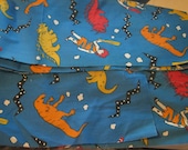 Vintage Cotton Novelty Fabric with Dinosaurs  Free Shipping