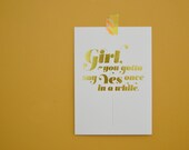 SAY YES Gold Foil Postcard