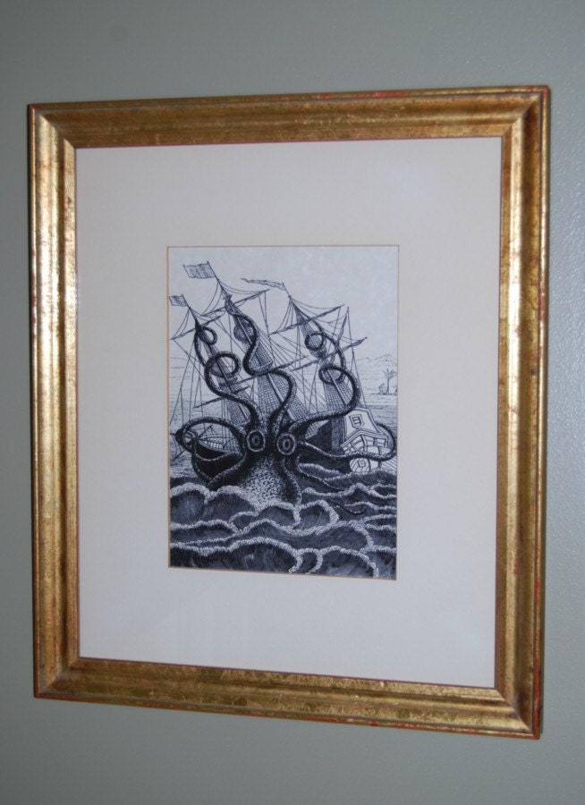 KRAKEN OCTOPUS steampunk home framed picture wall art decor
