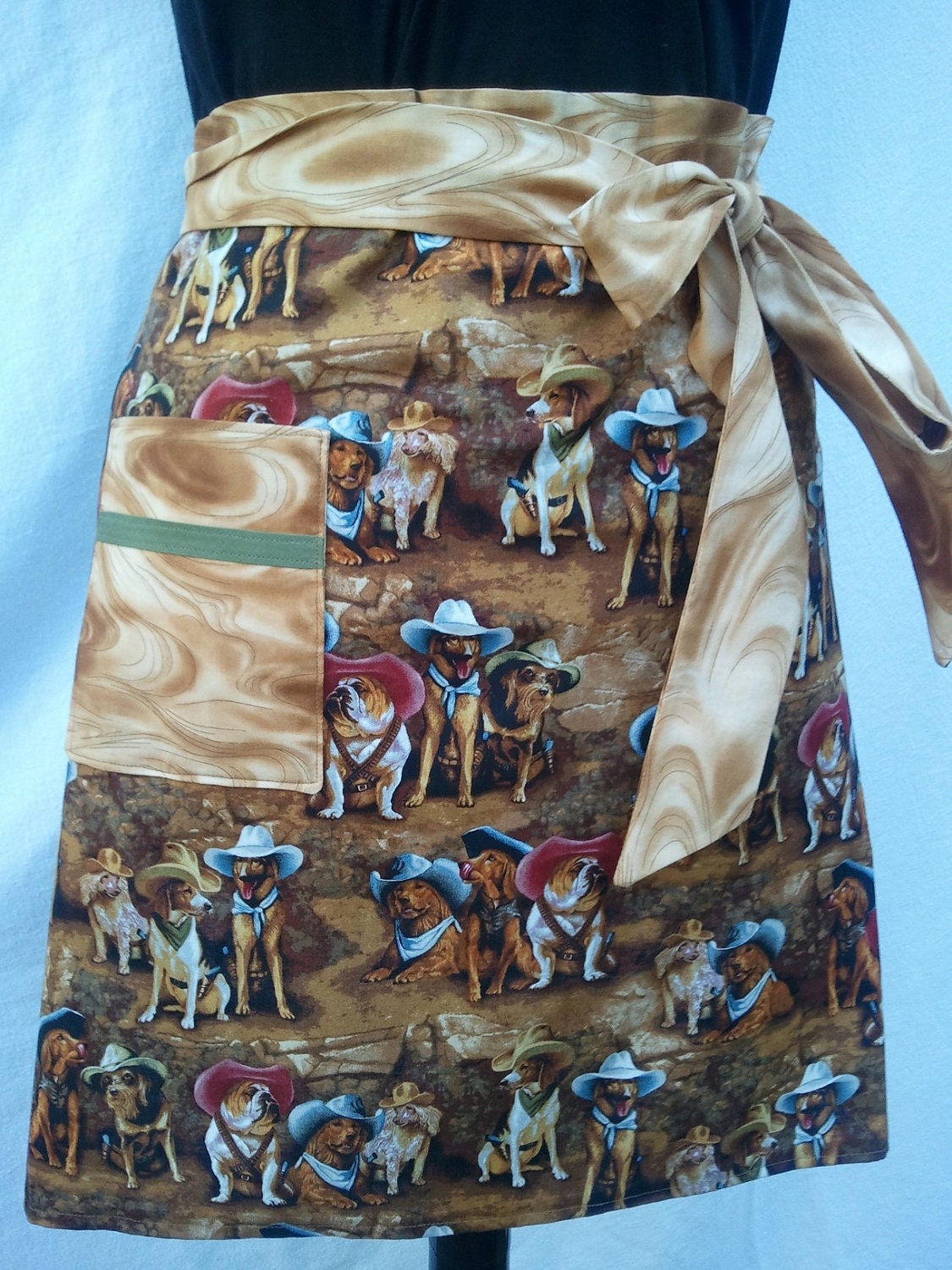 Western Cowboy Dogs Half Hostess Apron for the Dog Lover