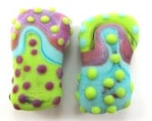 Handmade Lampwork bead glass focal - Lampwork beads set - Fractal Beads (2) SRA