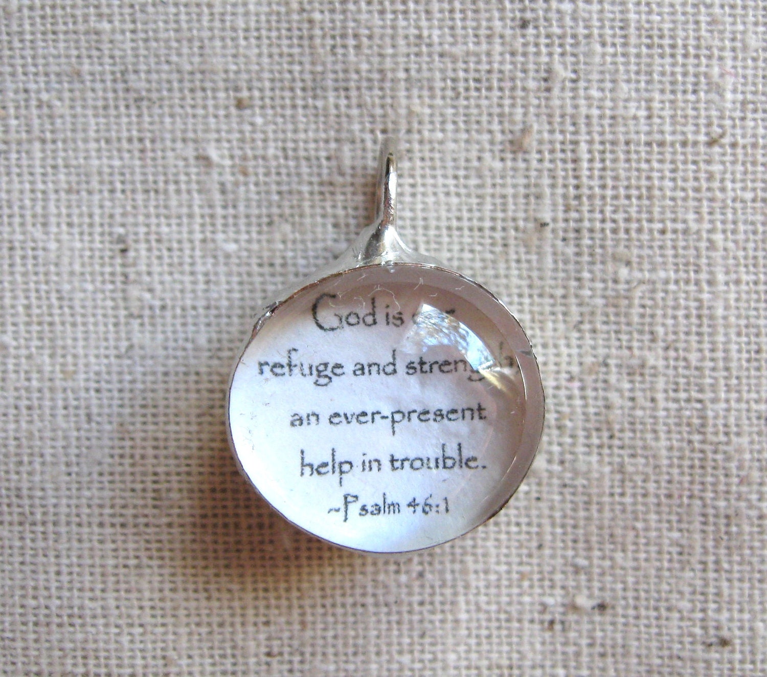 God is our refuge and strength, and ever-present help in trouble...Small Organic Hand Soldered Glass Pendant