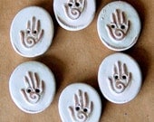 Handmade Stoneware Hamsa Buttons in Neutral
