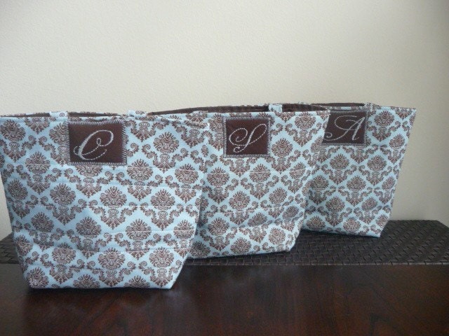 Bridal Party - Mini Tote Gift Bag (set of 5) w/Monogram Design your own