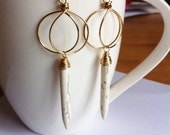 Baby Chic and Unique hoops with long white howlite stick