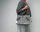 Unique Recycled Gray Leather Bag. Leather Shoulder Bag. Leather Handbag. Leather Purse. Women's Bag. Vintage German leather Lederhosen