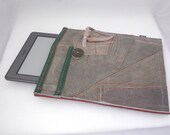 Gray Kindle Case - Kindle Cover - Kindle Sleeve - fits many Small Tablets - Bavarian Deer Lederhosen - Recycled Leather Cover